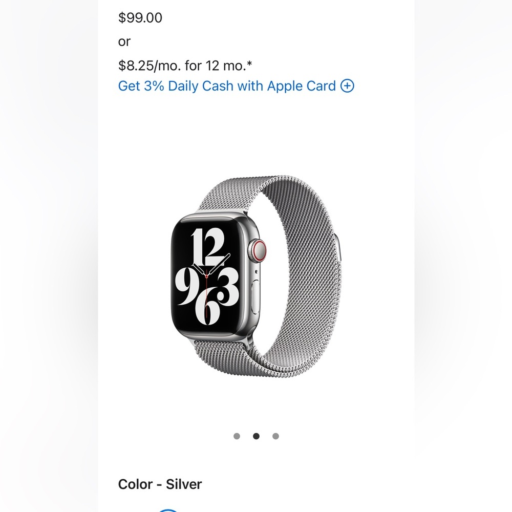 NWT Apple watch band 42mm silver Milanese loop